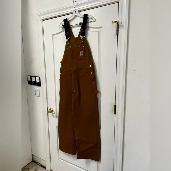 NWOT Men’s Light Brown Carhartt Work Overalls - Picture 2 of 16